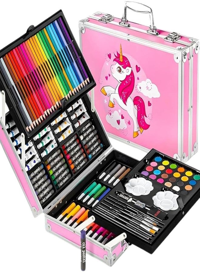 SKYWORK 145-Piece Art Supplies Set For Kids, 2 Layers Drawing Supplies For Kids Boys Girls Ages 8 9 10 11 12,Portable Aluminum Case Art Kit, Great Gift For Teens Adults Beginner&Artists - Image 1